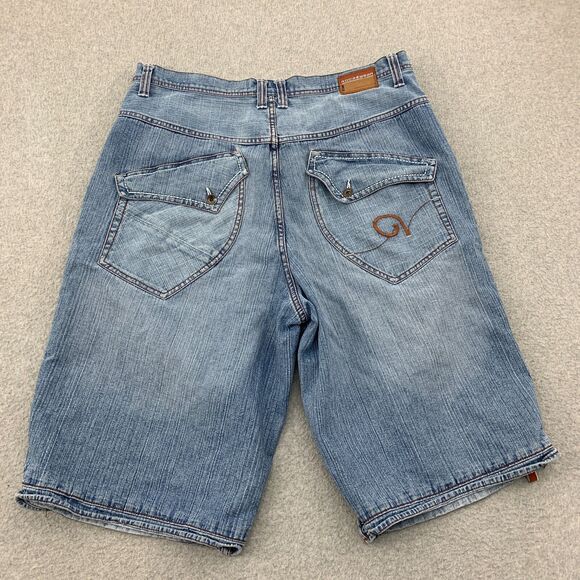 Roca Wear Shorts Mens 38 X 14 Big & Tall Flap Pockets Light Wash Embroidered - Picture 14 of 16